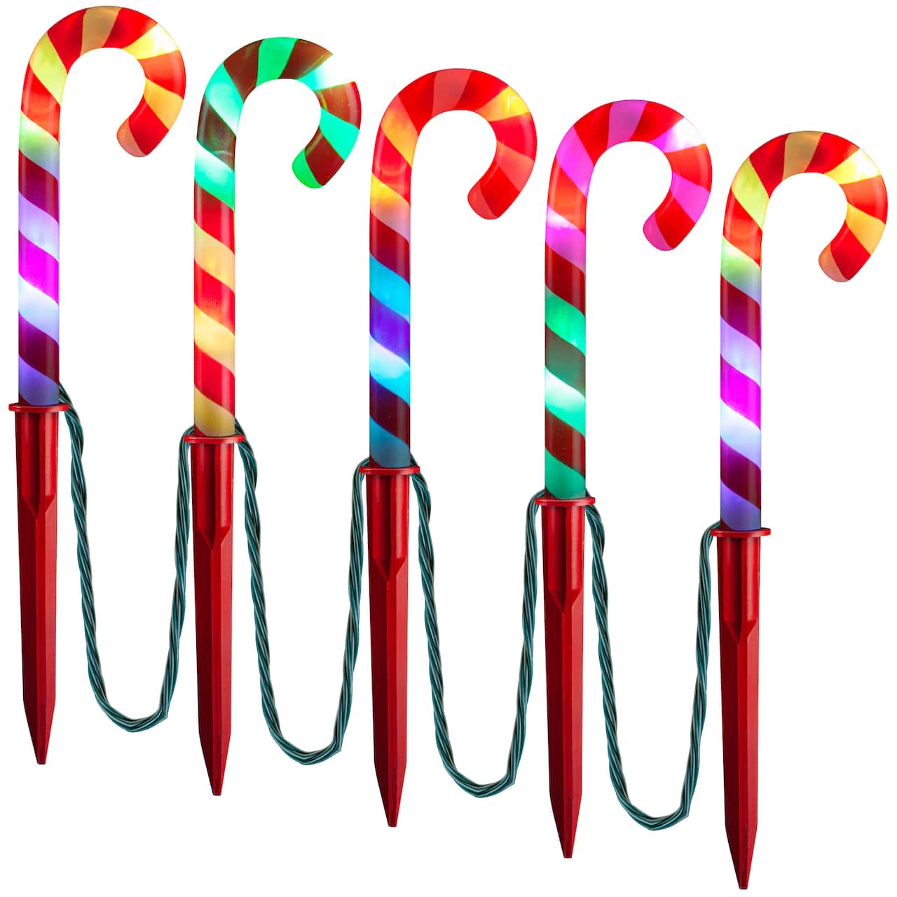 Christmas Enlightened ColorMotion™ Deluxe Candy Cane Pathway Stakes